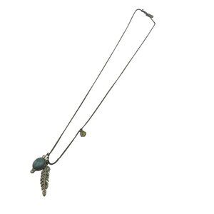 Antique Brass Necklace Matt 17:20 Stone Feather Mustard Seed Charms